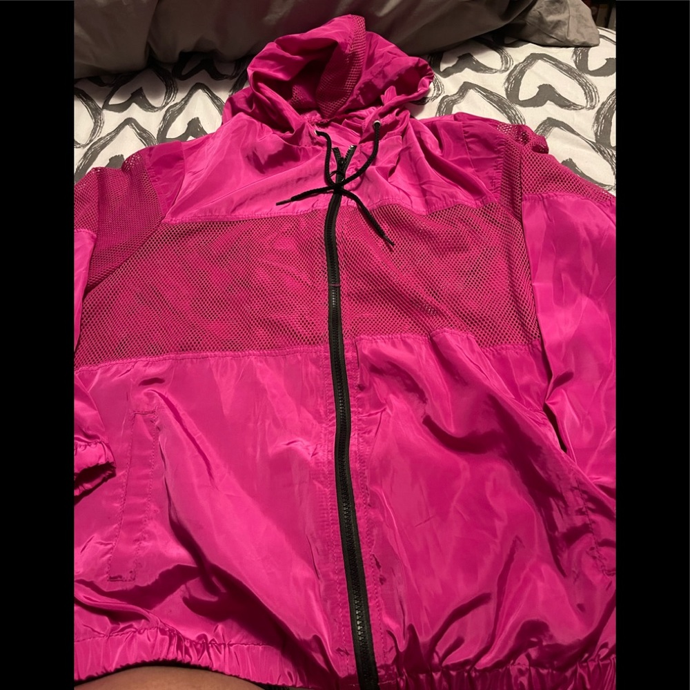 Pink zip up windbreaker